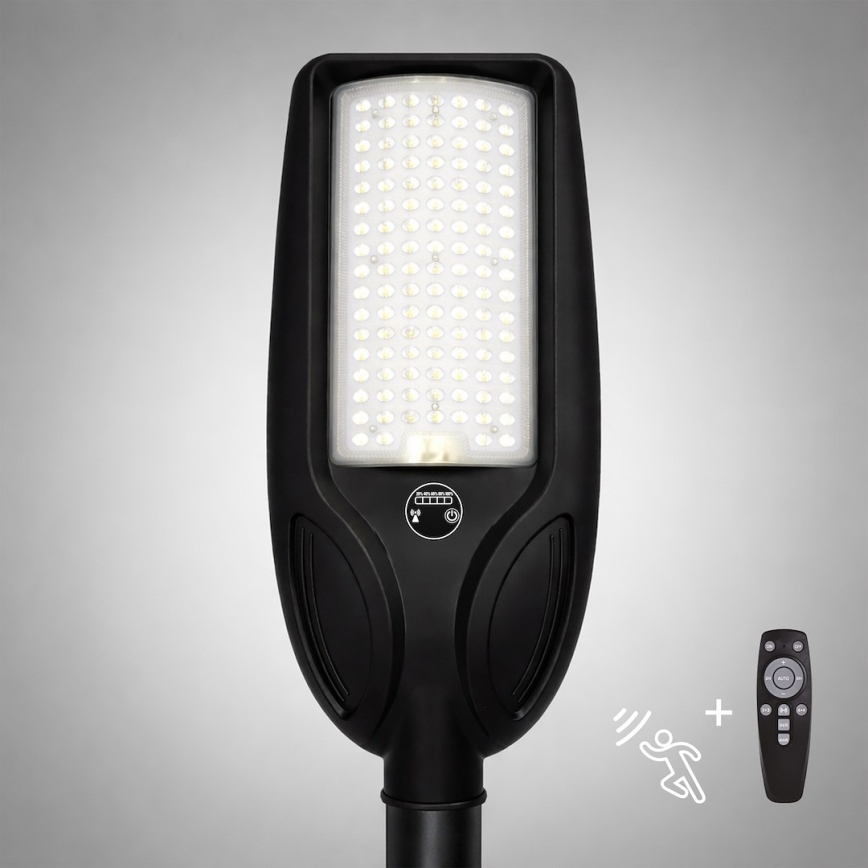 Диммируемый светодиодный (LED) солнечный уличный фонарь с датчиком VENICE LED/100W/3,2V 6000 mAh IP65, чёрный + пульт дистанционного управления
