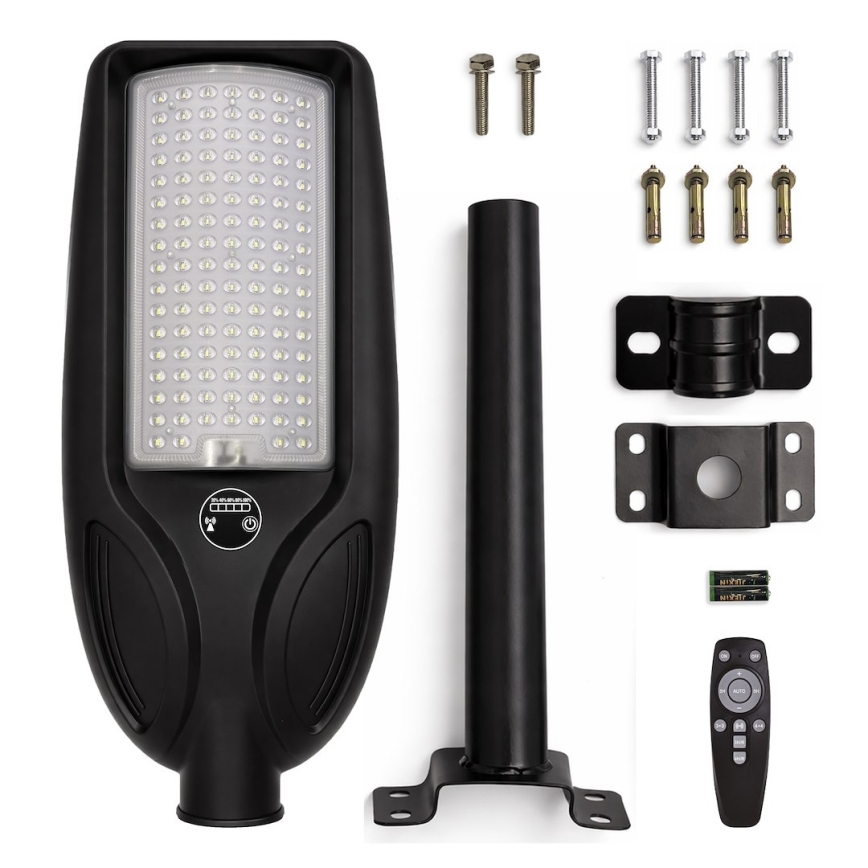 Диммируемый светодиодный (LED) солнечный уличный фонарь с датчиком VENICE LED/100W/3,2V 6000 mAh IP65, чёрный + пульт дистанционного управления