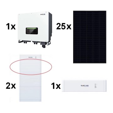 Солнечный набор SOFAR Solar - 10kWp RISEN черный + 10kW SOFAR Гибридный инвертор (преобразователь напряжения) 3-фазн. + аккумулятор 10,24 kWh