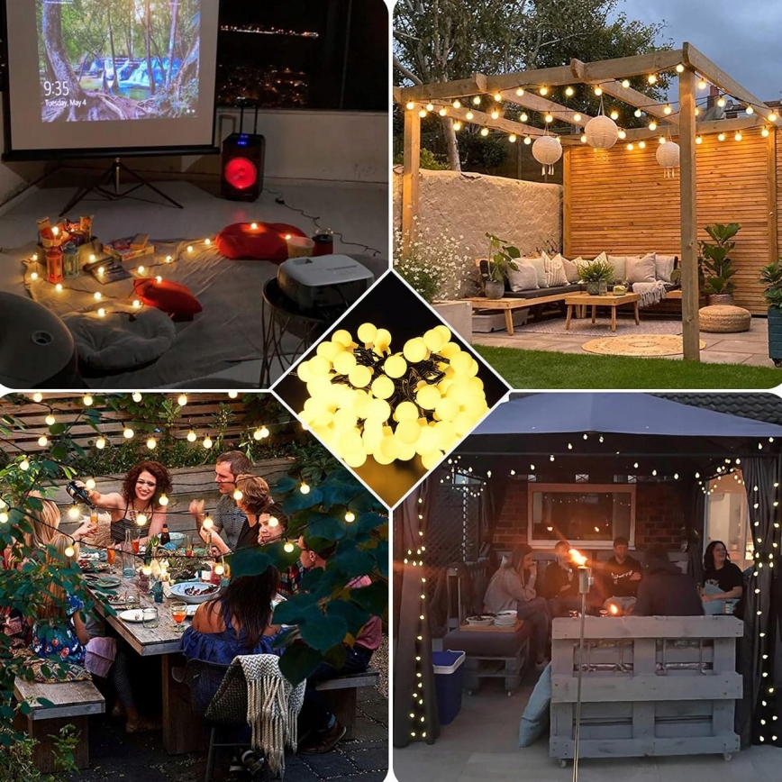 Сонячна декоративна LED гірлянда 30xLED/8 функцій 500 mAh 6,5 м IP67 теплий білий