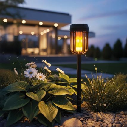 Сонячна LED-лампа FLAME LED/1,2V 100 mAh 1800K 37 cm IP44 чорна