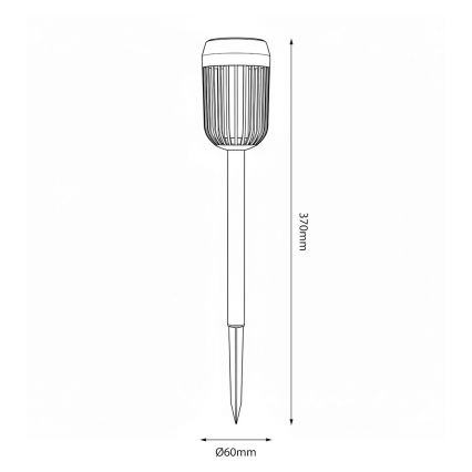 Сонячна LED-лампа FLAME LED/1,2V 100 mAh 1800K 37 cm IP44 чорна