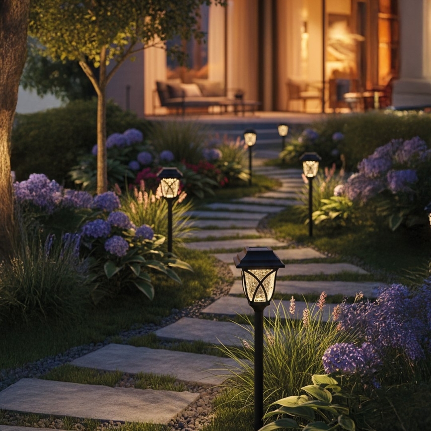 Сонячна LED-лампа LAWN, 1,2 В, 100 мА·год, 3000 K, 44 см, IP44, чорна
