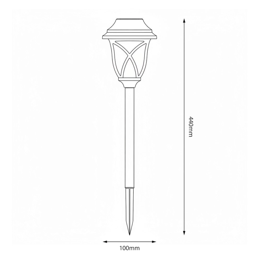 Сонячна LED-лампа LAWN, 1,2 В, 100 мА·год, 3000 K, 44 см, IP44, чорна