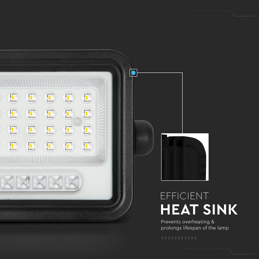 Сонячний LED-прожектор з регульованою яскравістю LED/50W/3,2V 2000-8000K IP65 3800 mAh чорний + пульт дистанційного керування