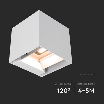 Світлодіодний сонячний настінний світильник з датчиком, 9 Вт/5 В, 3000/4000/5000 К, IP65, 2600 мА·год, білий