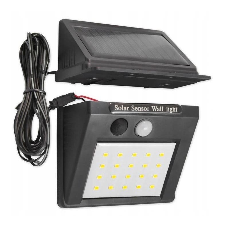 Сонячний LED настінний світильник з датчиком та зовнішньою панеллю LED/0,55 Вт/3,7 В 1200 мА·год IP65