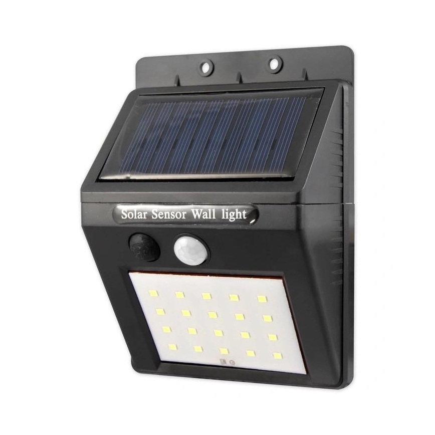 Сонячний LED настінний світильник з датчиком та зовнішньою панеллю LED/0,55 Вт/3,7 В 1200 мА·год IP65