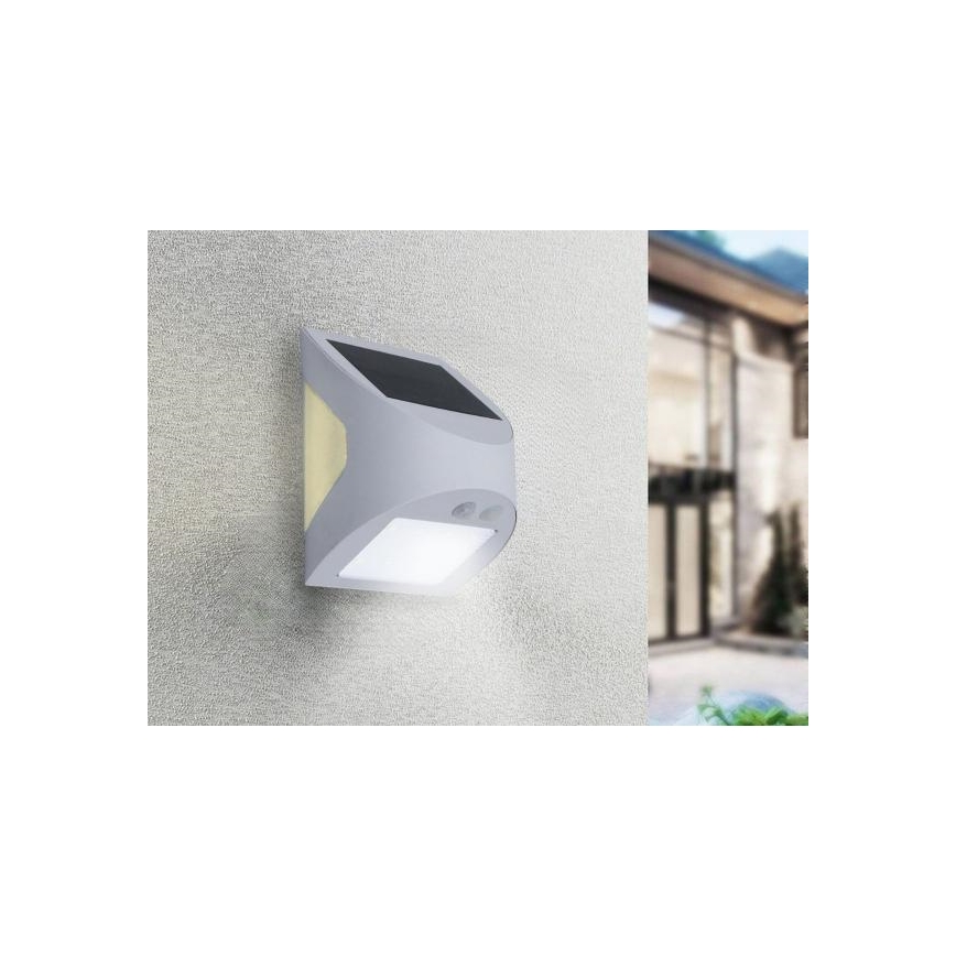 LED сонячний настінний світильник із датчиком LED/3W/3,7V 3000/4000K 1200 mAh IP54 білий