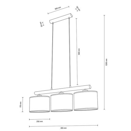 Подвесная люстра MERCEDES 3xE27/40W/230V кремовый/дуб – сертифицировано FSC