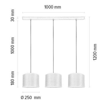 Подвесная люстра BENITA 3xE27/40W/230V белый/дуб – сертифицировано FSC