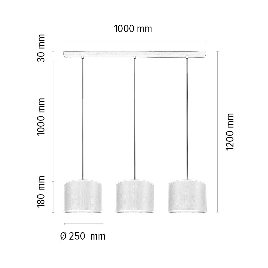 Подвесная люстра BENITA 3xE27/40W/230V белый/дуб – сертифицировано FSC