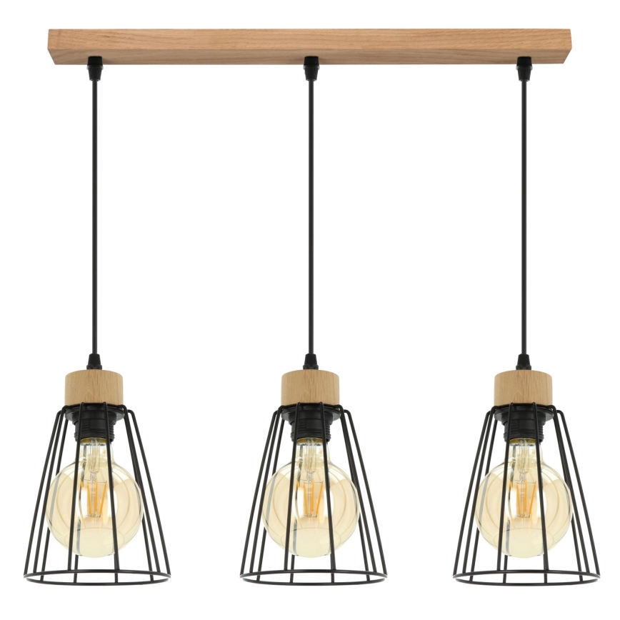 Spot-Light - Підвісна люстра ORAZIO 3xE27/60W/230V дуб – сертифіковано FSC