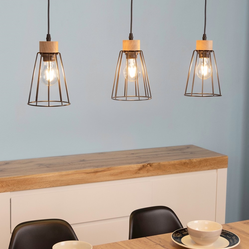 Spot-Light - Подвесная люстра ORAZIO 3xE27/60W/230V дуб - сертифицировано FSC