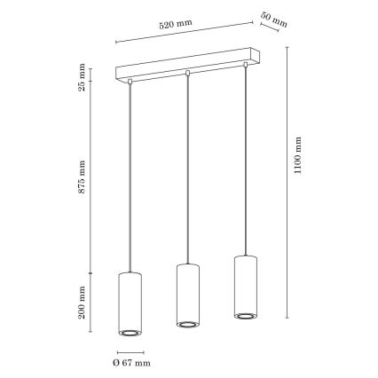 Светодиодная подвесная люстра PIPE 3xGU10/5W/230V матовый дуб - сертифицировано FSC