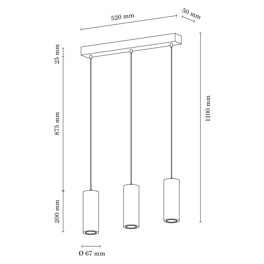Светодиодная подвесная люстра PIPE 3xGU10/5W/230V матовый дуб - сертифицировано FSC