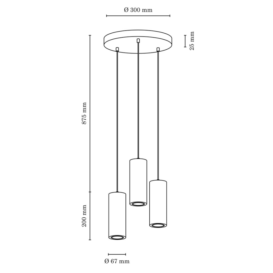 Підвісна LED люстра PIPE 3xGU10/5W/230V матовий дуб – сертифіковано FSC