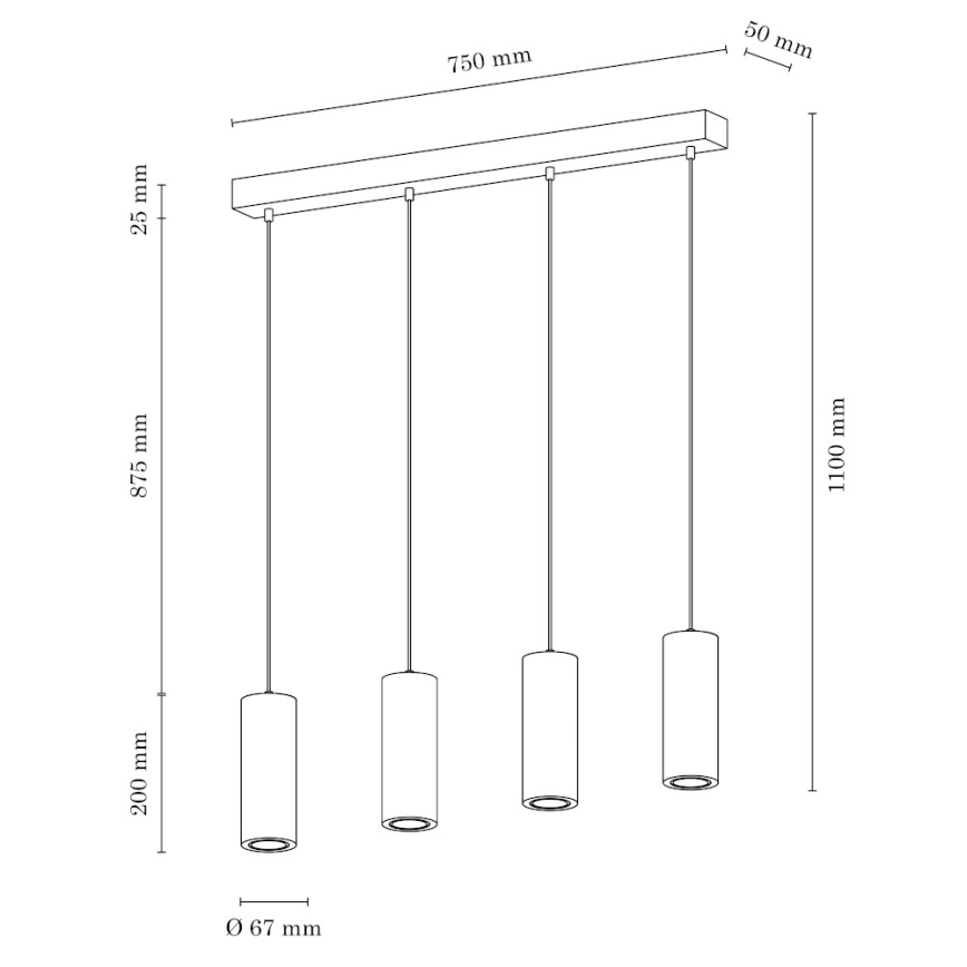 Підвісна LED люстра PIPE 4xGU10/5W/230V матовий дуб – сертифіковано FSC