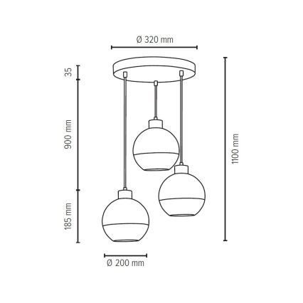 Підвісна люстра FRESH 3xE27/60W/230V – сертифіковано FSC
