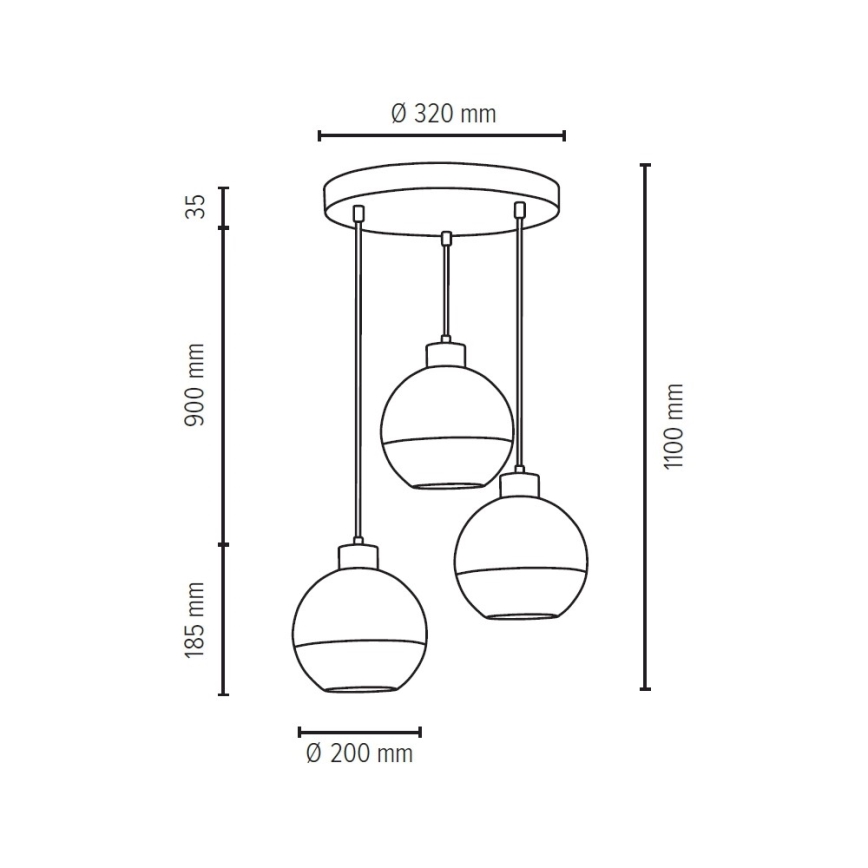 Подвесная люстра FRESH 3xE27/60W/230V - сертифицировано FSC