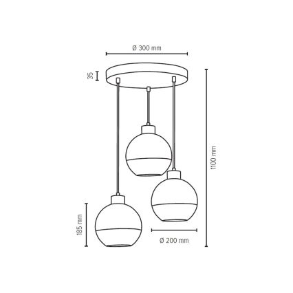 Подвесная люстра LINEA 3xE27/60W/230V дуб - сертифицировано FSC