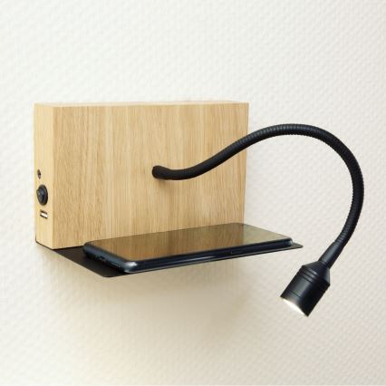 Світлодіодний настінний світильник LECTOR LED/2,5W/230V USB дуб – FSC сертифіковано