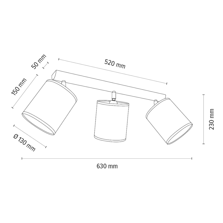 Точковий світильник BENITA 3xE27/25W/230V коричневий/дуб