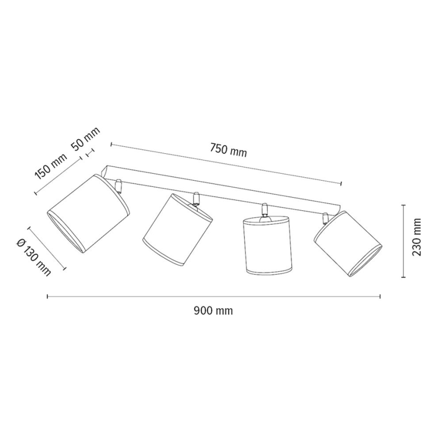 Точечный светильник BENITA 4xE27/25W/230V коричневый/дуб