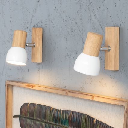 Настінний точковий світильник SVENDA 1xE27/60W/230V дуб