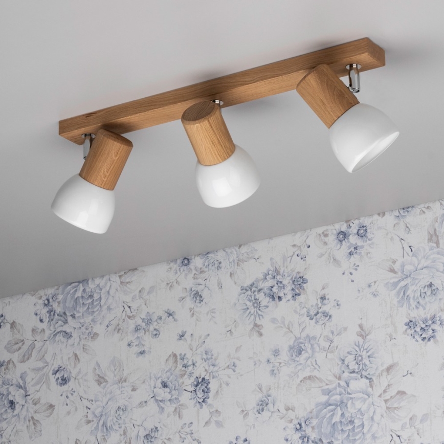 Точечный светильник SVENDA 3xE27/60W/230V дуб/белый