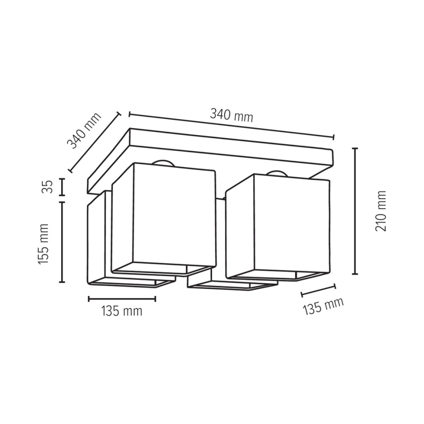 Потолочный светильник GREAT 4xE27/25W/230V бетон