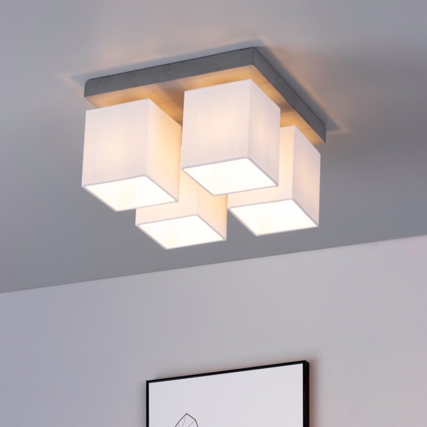 Стельовий світильник GREAT 4xE27/25W/230V бетон – сертифіковано FSC