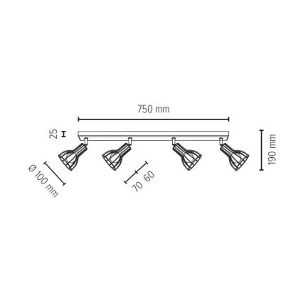 Точковий світильник MEGAN 4xE14/40W/230V дуб – сертифіковано FSC
