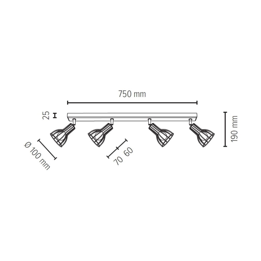Точковий світильник MEGAN 4xE14/40W/230V дуб – сертифіковано FSC