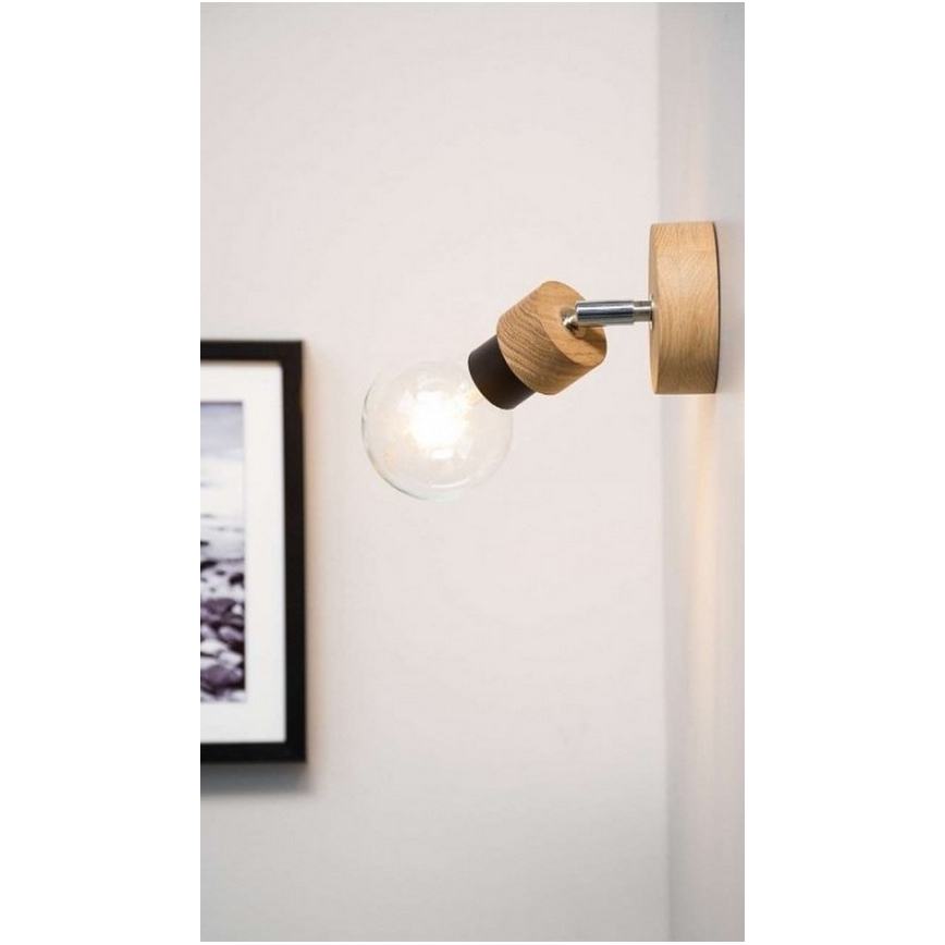 Точковий настінний світильник MARJOLAINE 1xE27/25W/230V дуб – сертифіковано FSC