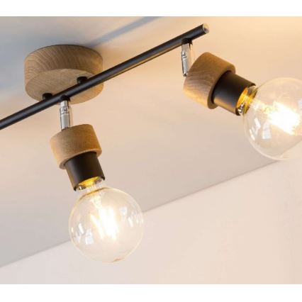Точковий світильник MARJOLAINE 3xE27/25W/230V дуб – сертифіковано FSC