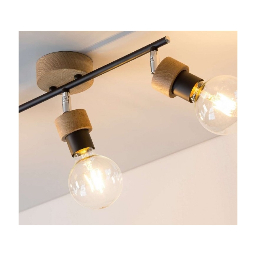Точковий світильник MARJOLAINE 3xE27/25W/230V дуб – сертифіковано FSC