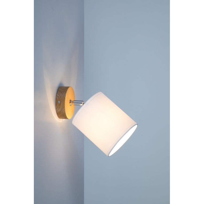 Настенный точечный светильник APRILLIA 1xE27/25W/230V дуб/белый - сертифицировано FSC