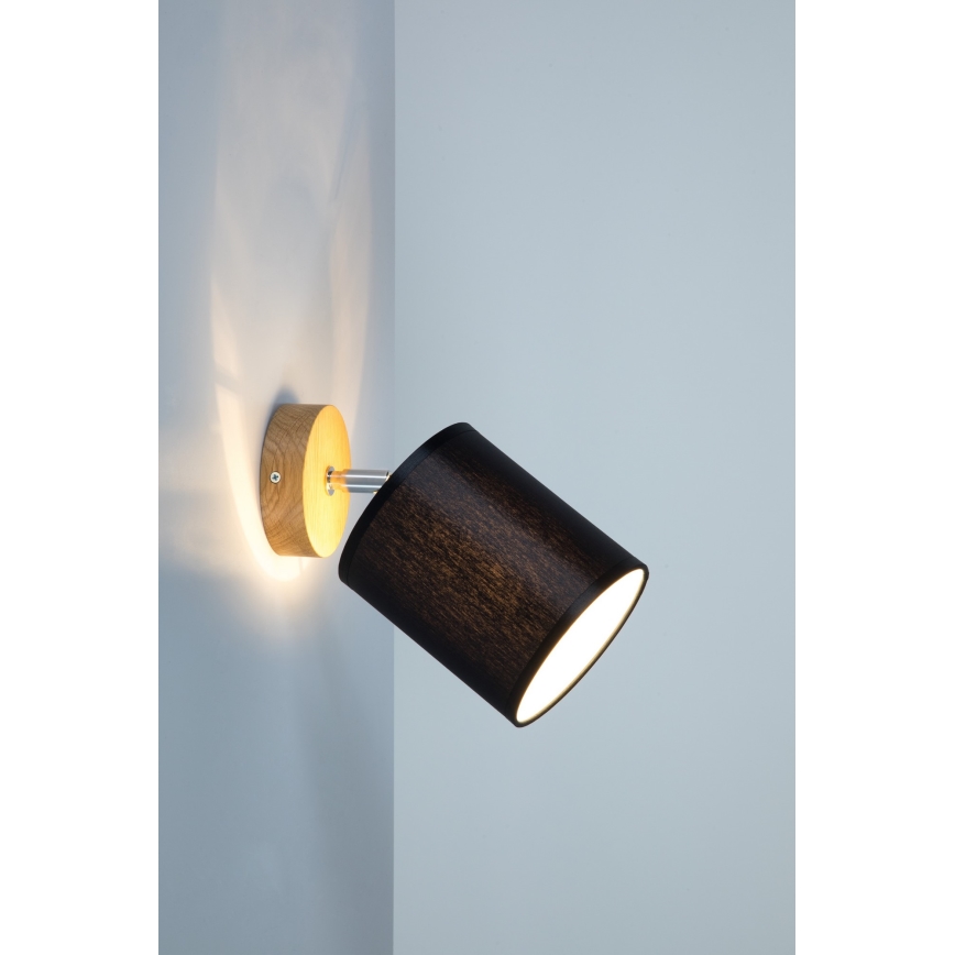 Настенный точечный светильник APRILLIA 1xE27/25W/230V дуб/черный - сертифицировано FSC