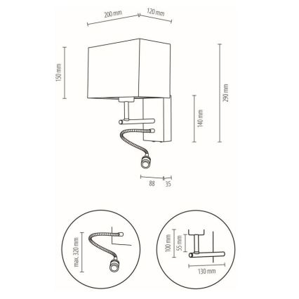 Настінний світильник BOHO 1xE27/25W + LED/1W/230V дуб – FSC сертифіковано