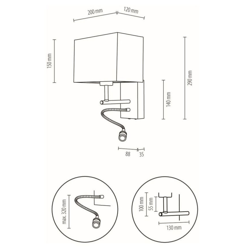 Настінний світильник BOHO 1xE27/25W + LED/1W/230V дуб – FSC сертифіковано