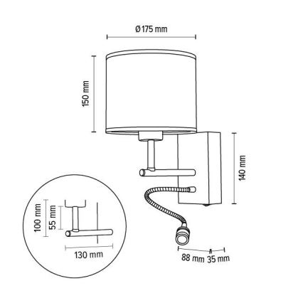 Настінний світильник BOHO 1xE27/25W + LED/1W/230V дуб – FSC сертифіковано