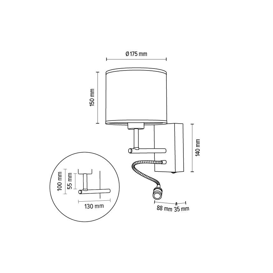 Настінний світильник BOHO 1xE27/25W + LED/1W/230V дуб – FSC сертифіковано