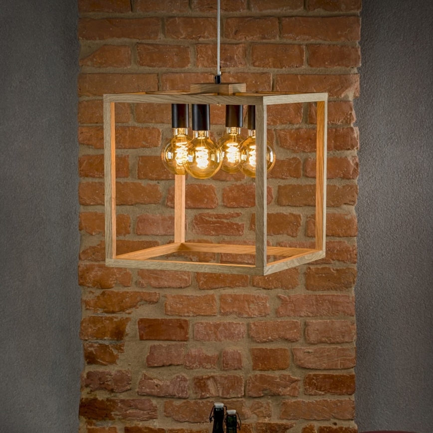 Подвесная люстра KAGO 4xE27/60W/230V дуб - сертифицировано FSC