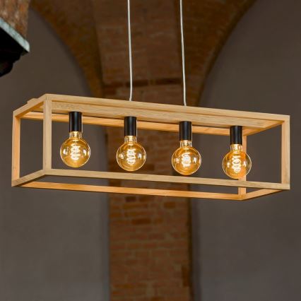 Підвісна люстра KAGO 4xE27/60W/230V матовий дуб – сертифіковано FSC