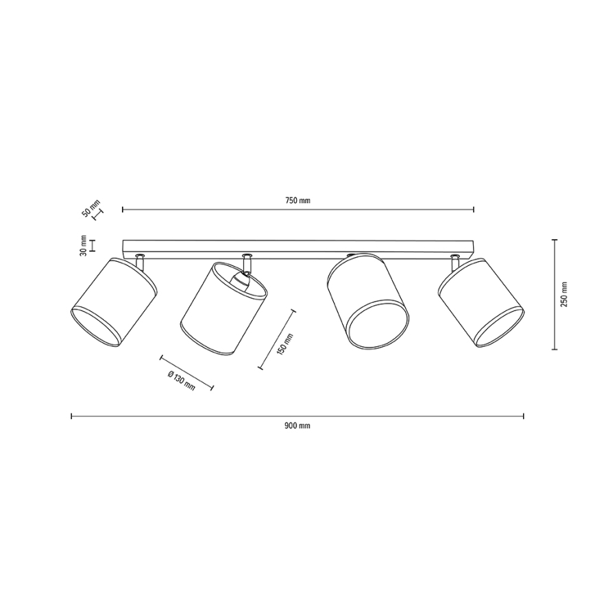 Стельовий точковий світильник BOHO 4xE27/25W/230V дуб