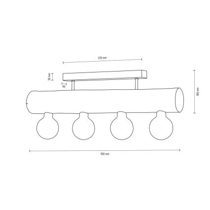 Пристельова люстра TRABO 4xE27/60W/230V сосна – сертифіковано FSC
