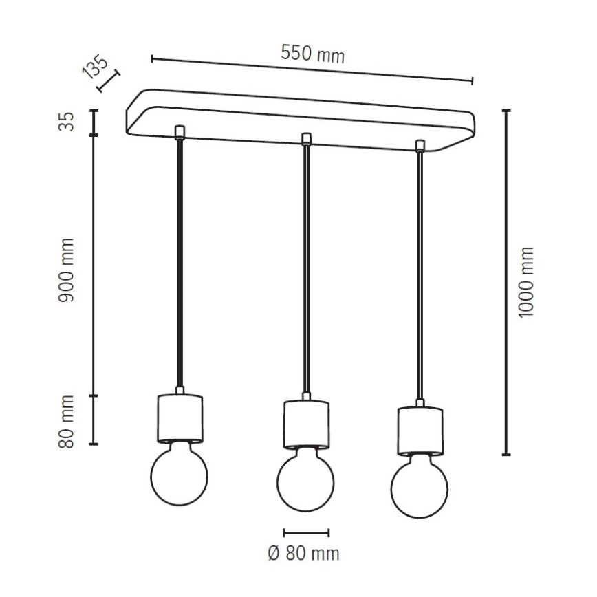 Подвесная люстра STRONG 3xE27/60W/230V бетон - сертифицировано FSC