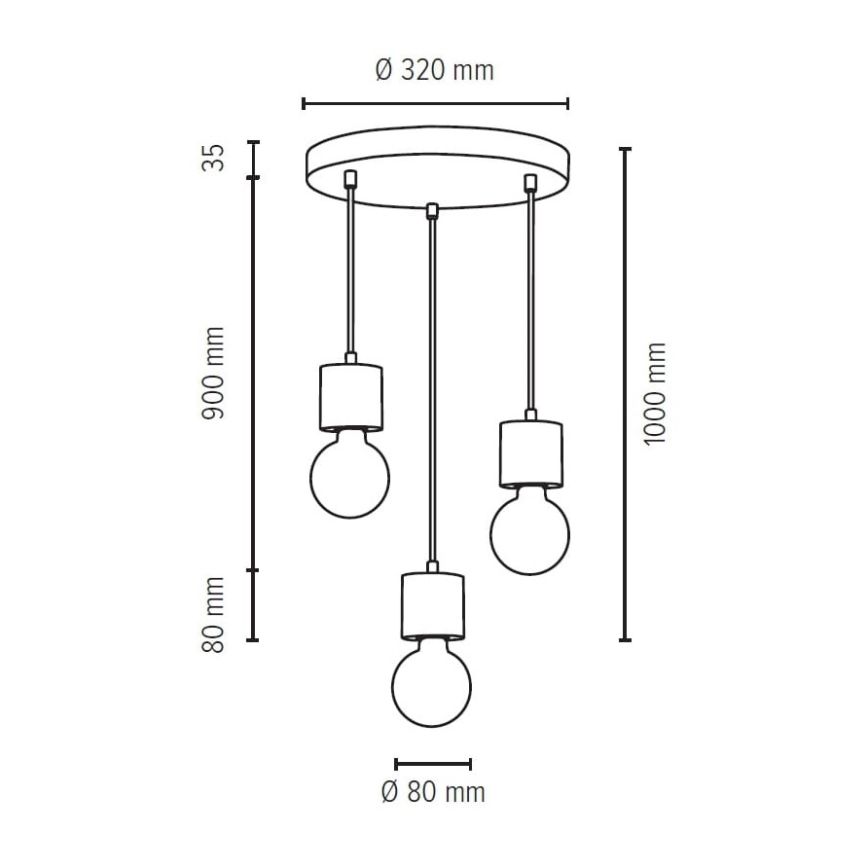 Подвесная люстра STRONG 3xE27/60W/230V бетон - сертифицировано FSC