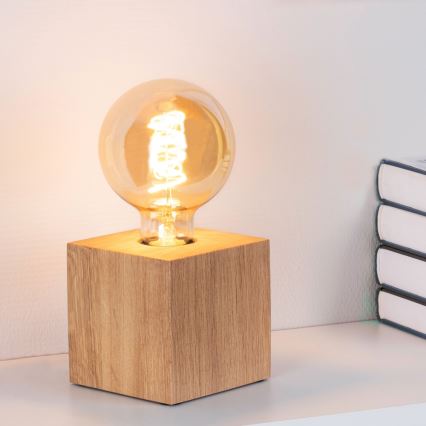 Настільна лампа TRONGO SQUARE 1xE27/25W/230V дуб – сертифіковано FSC